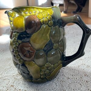 Handcrafted Ceramic Pitcher with Olive and Brown Tones